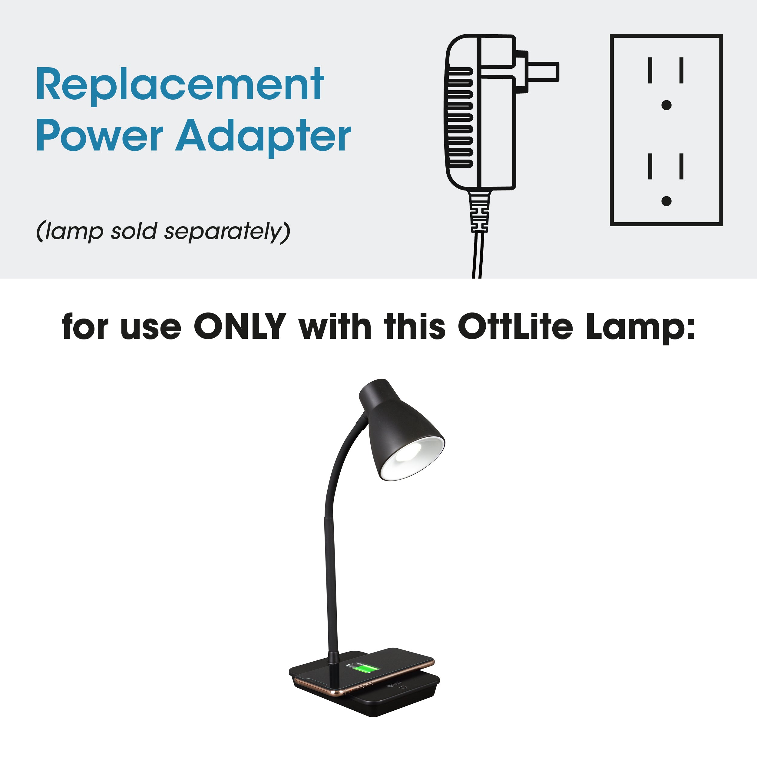 Adapter for Infuse LED Desk Lamp with Wireless and USB Charging