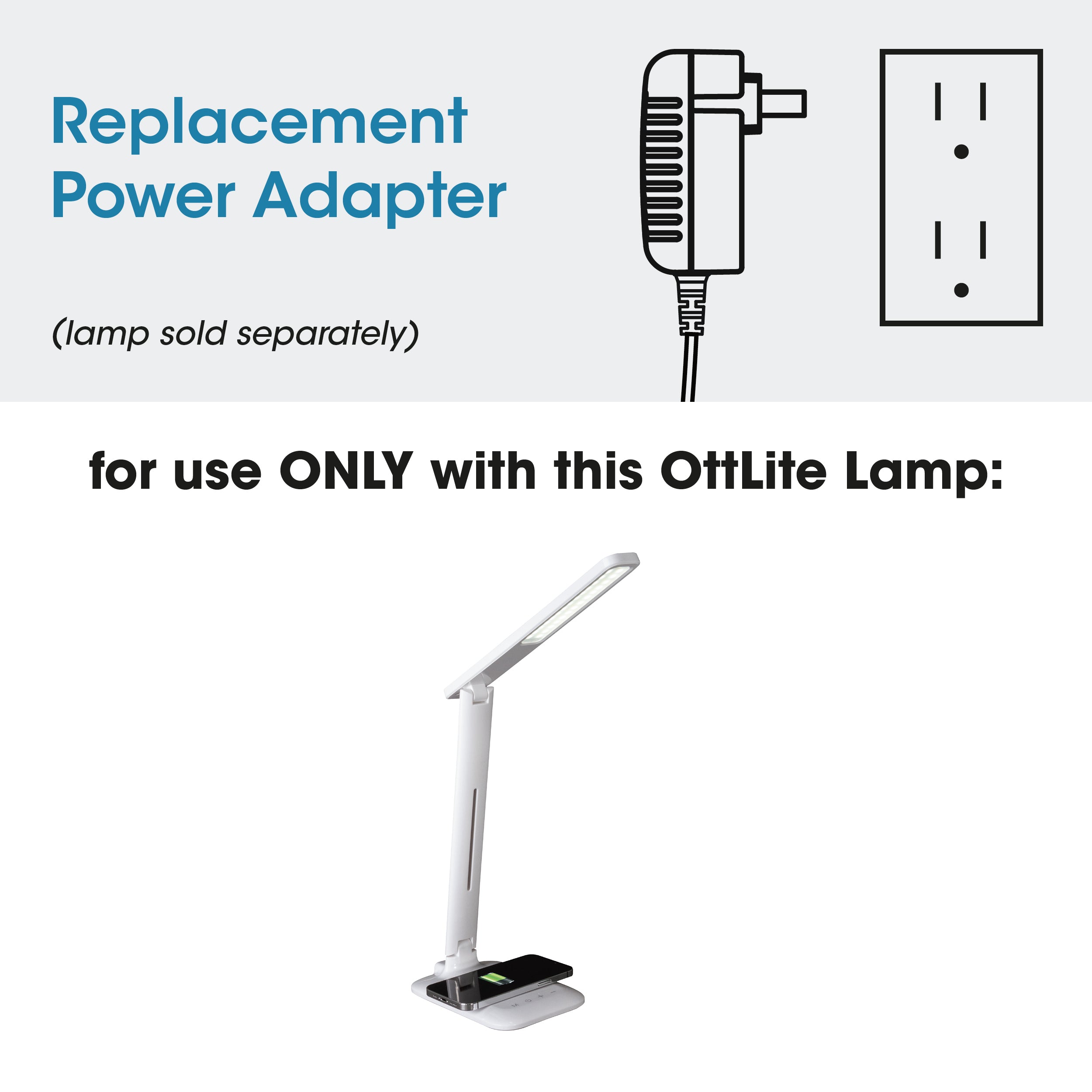 Adapter for Charge Up LED Desk Lamp with Wireless and USB Charging