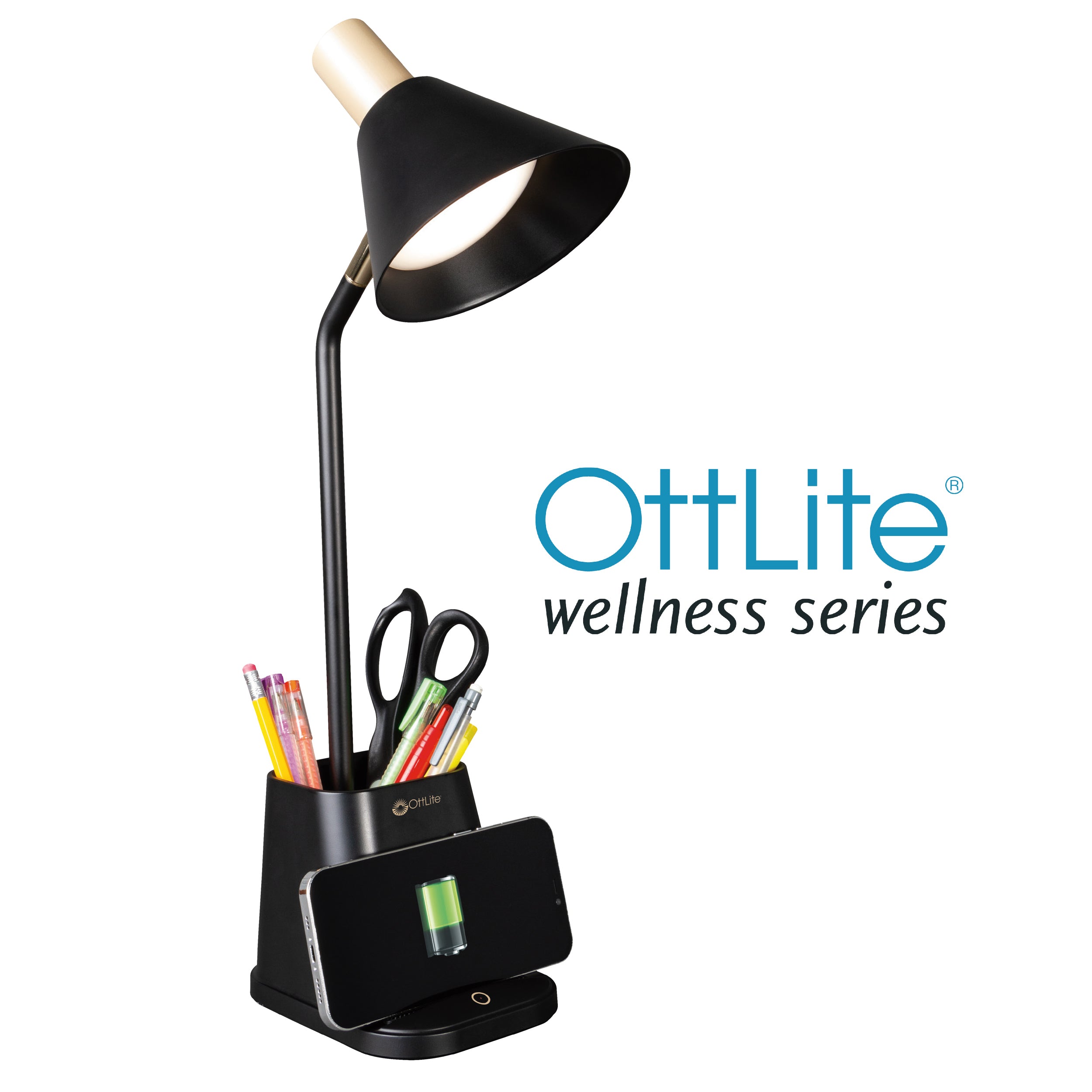 OttLite Wellness Series Merge LED Desk Lamp with Wireless Charging
