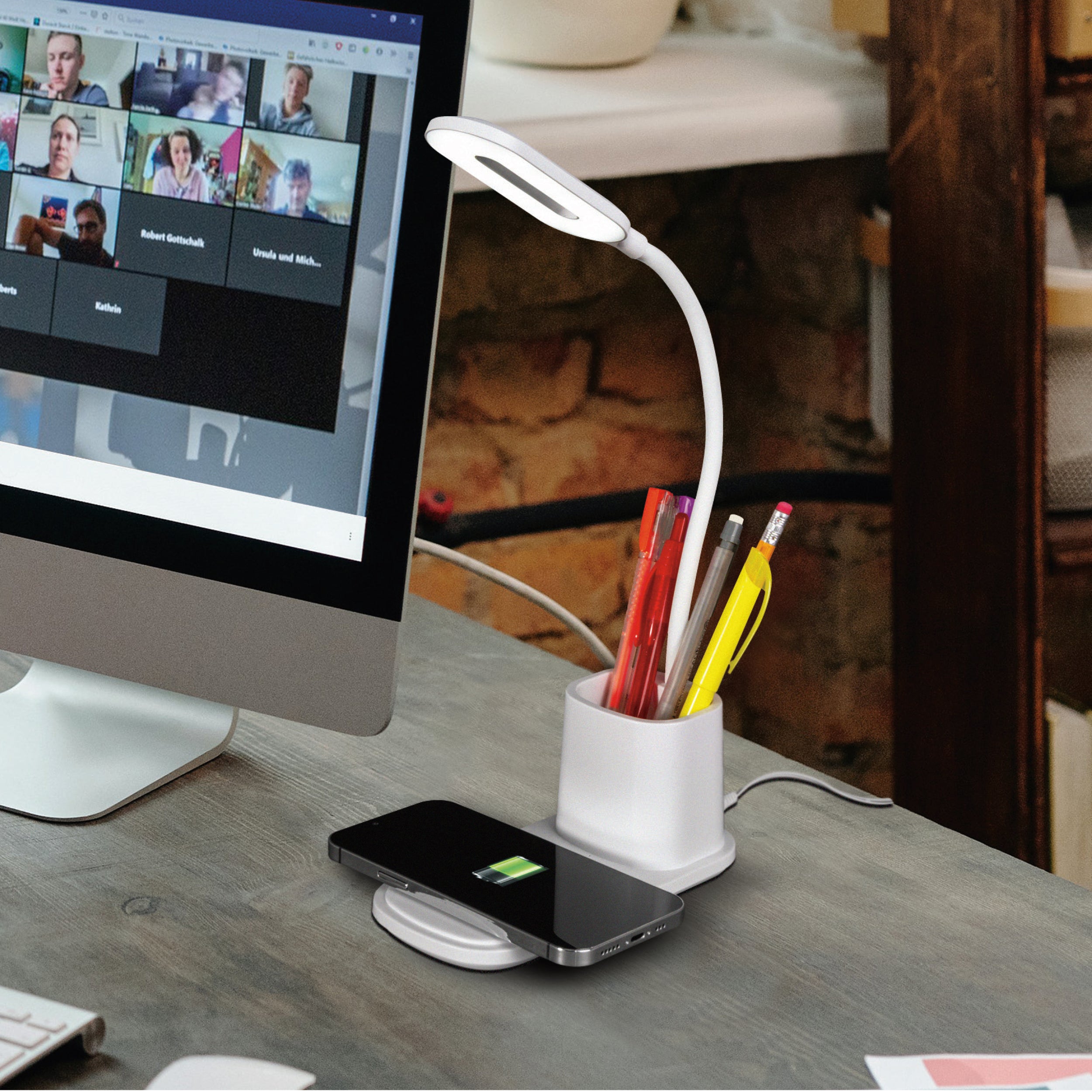 OttLite Organizer LED Desk Lamp with Wireless Charging Pad
