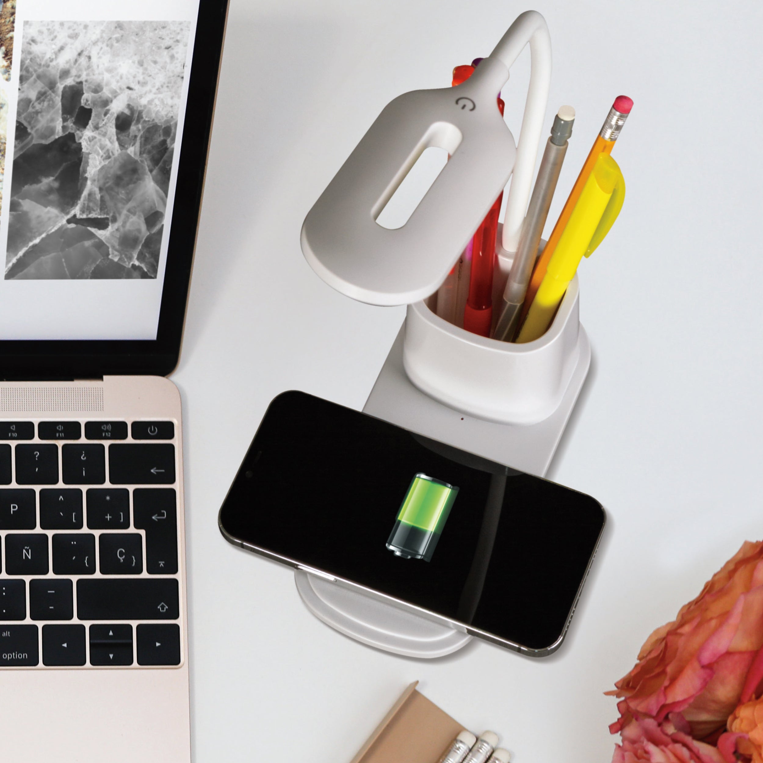 OttLite Organizer LED Desk Lamp with Wireless Charging Pad