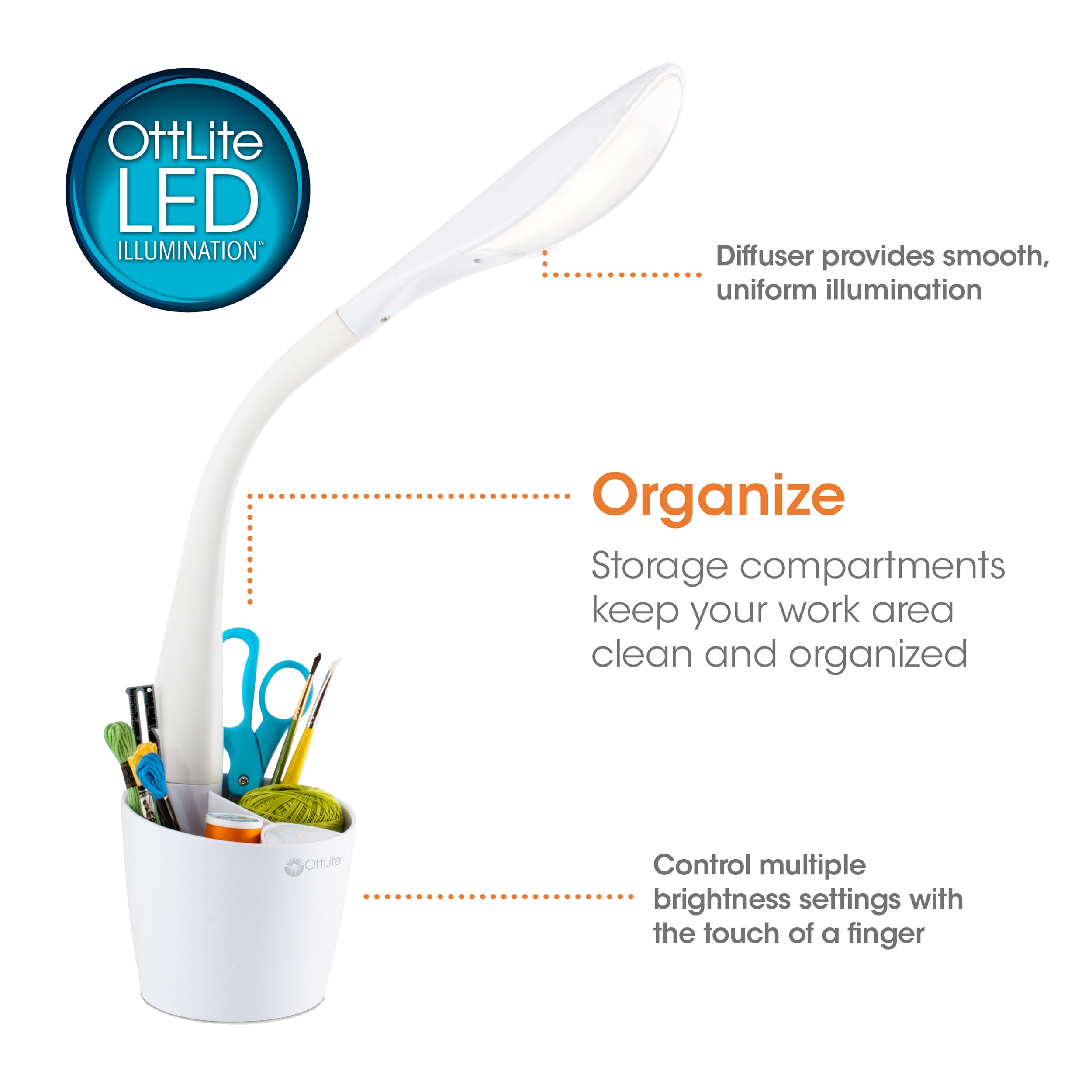 LED Desk Space Organizer Lamp