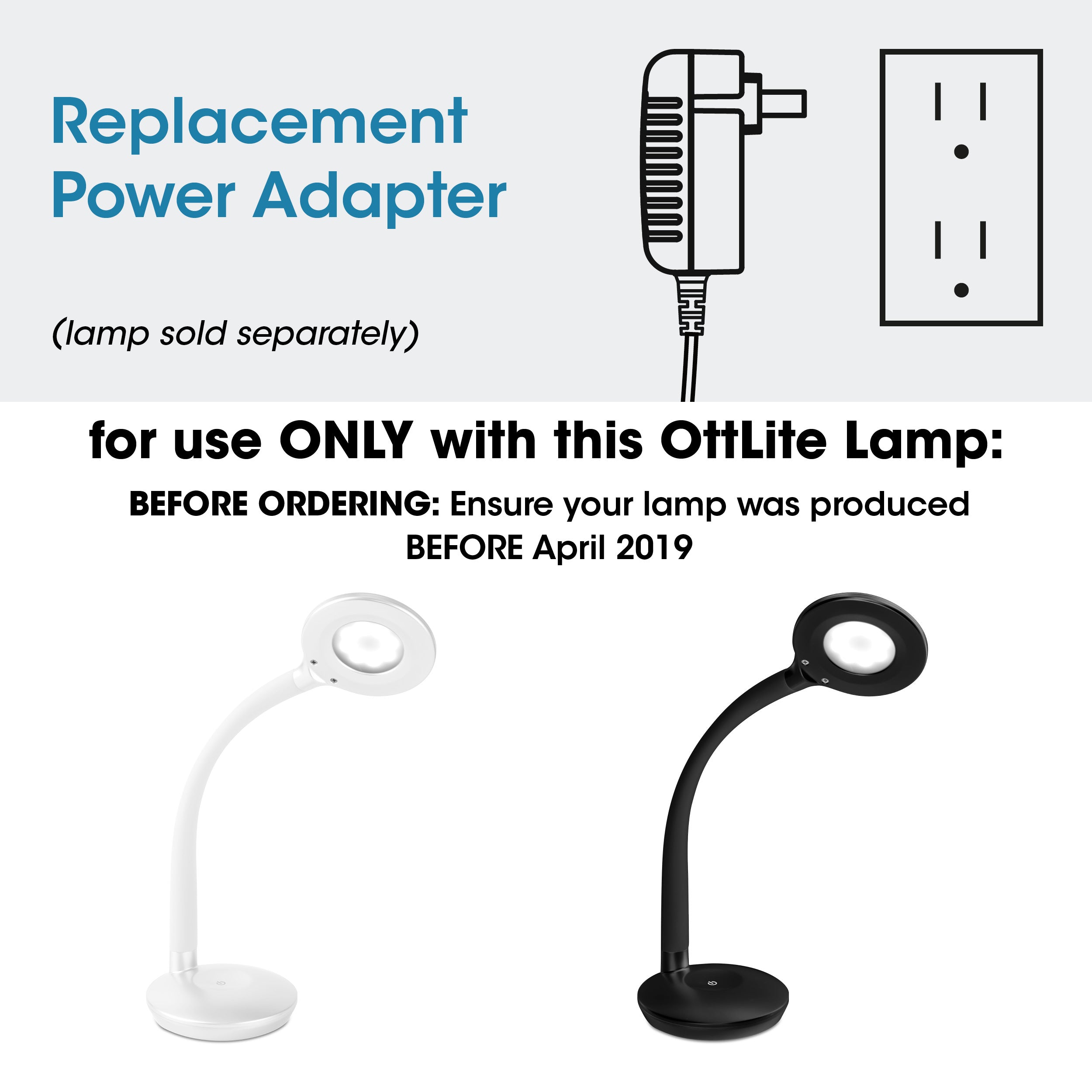 Adapter for OttLite Soft Touch Lamp with Round Shade - Prior to April 2019