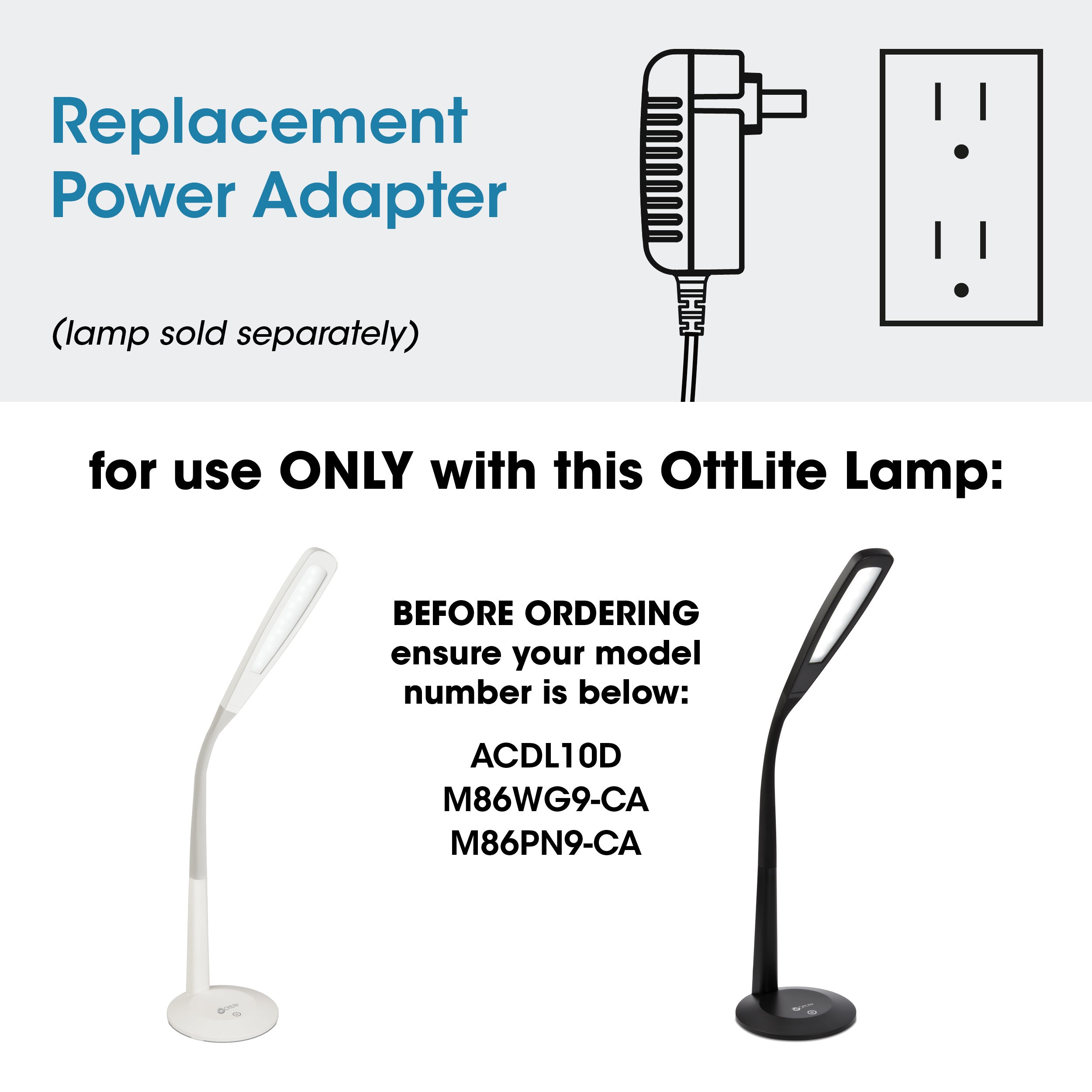 Adapter for OttLite Natural Daylight LED Flex Lamp