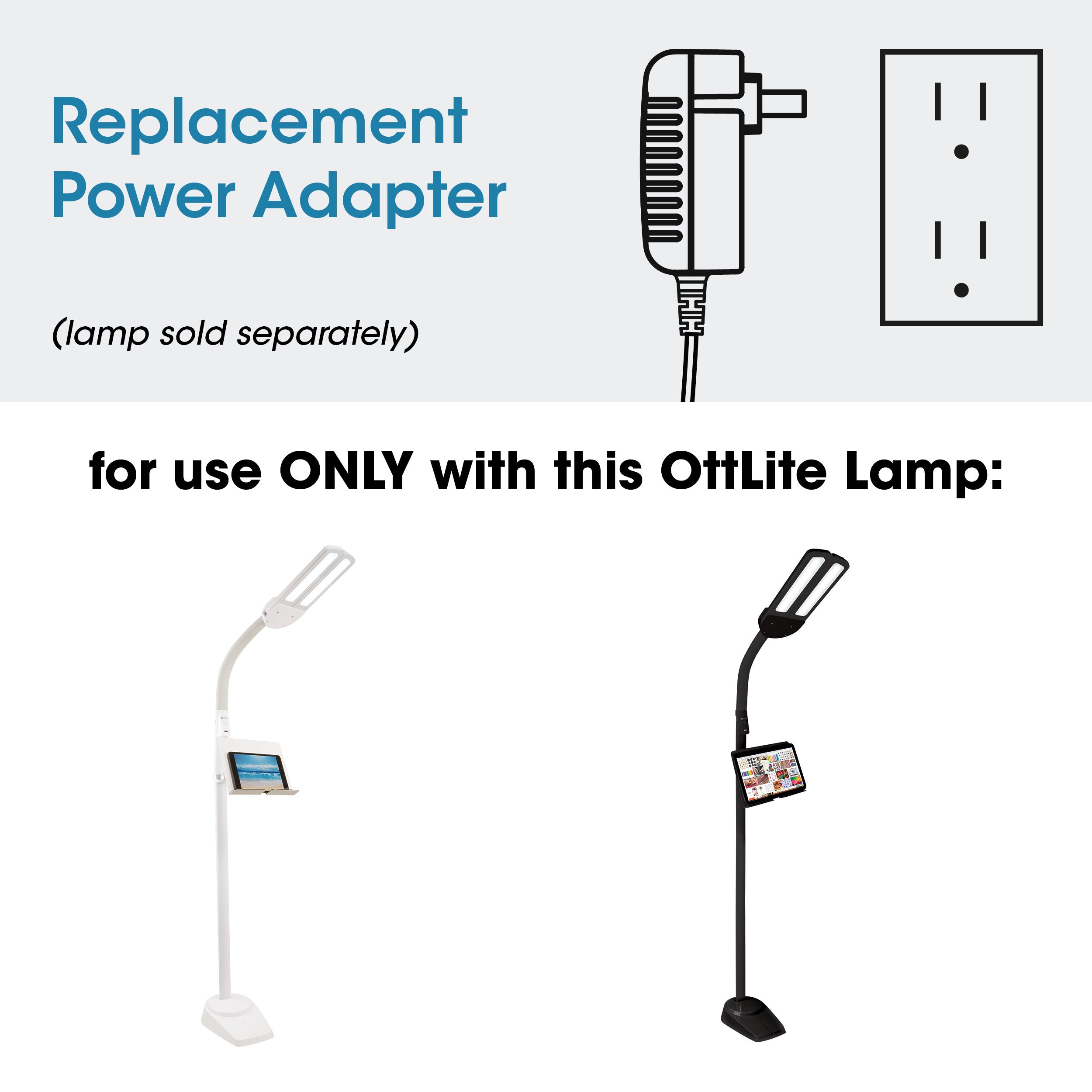 Adapter for OttLite Dual Shade LED Floor Lamp with USB Charging Station