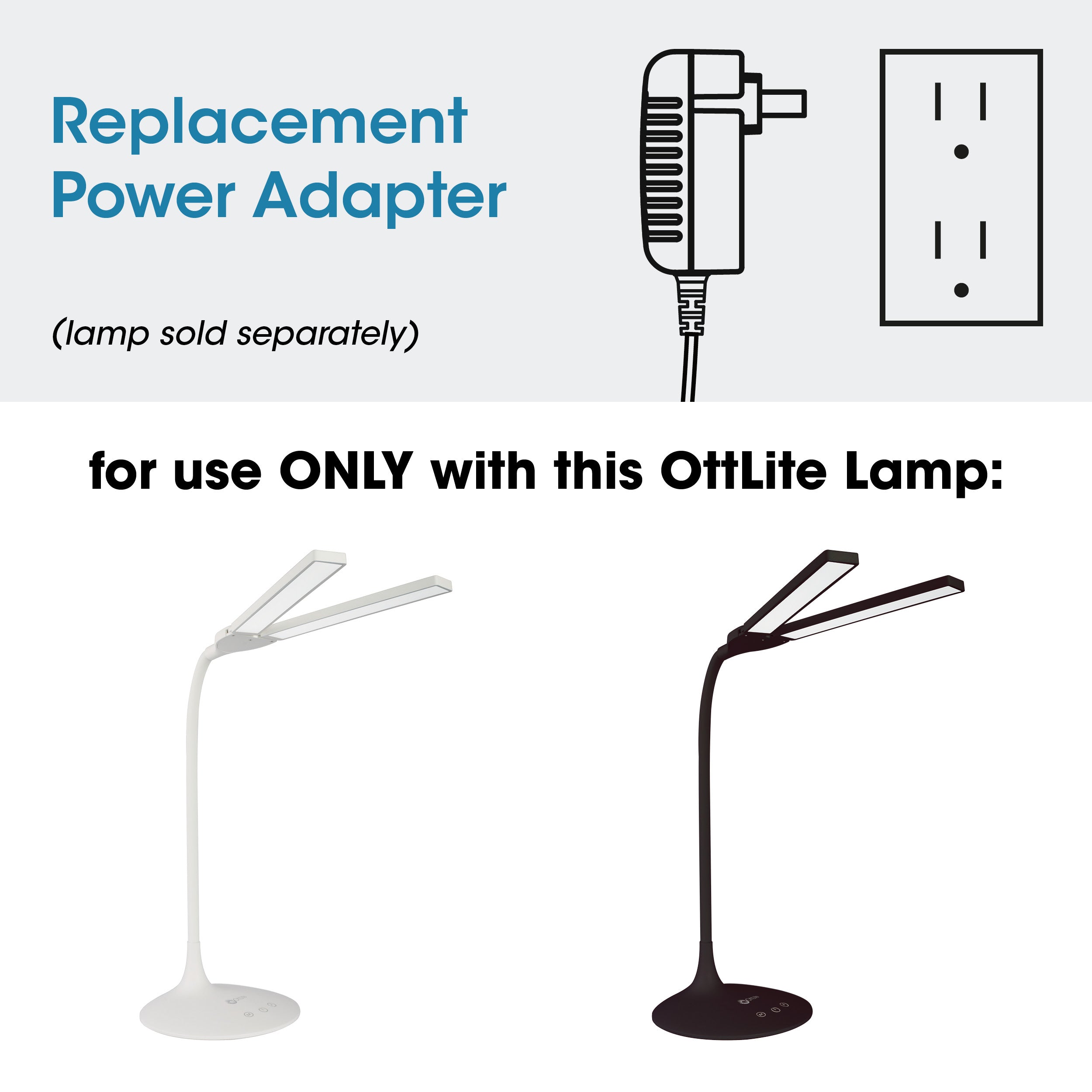 Adapter for OttLite Pivot LED Desk Lamp with Dual Shades