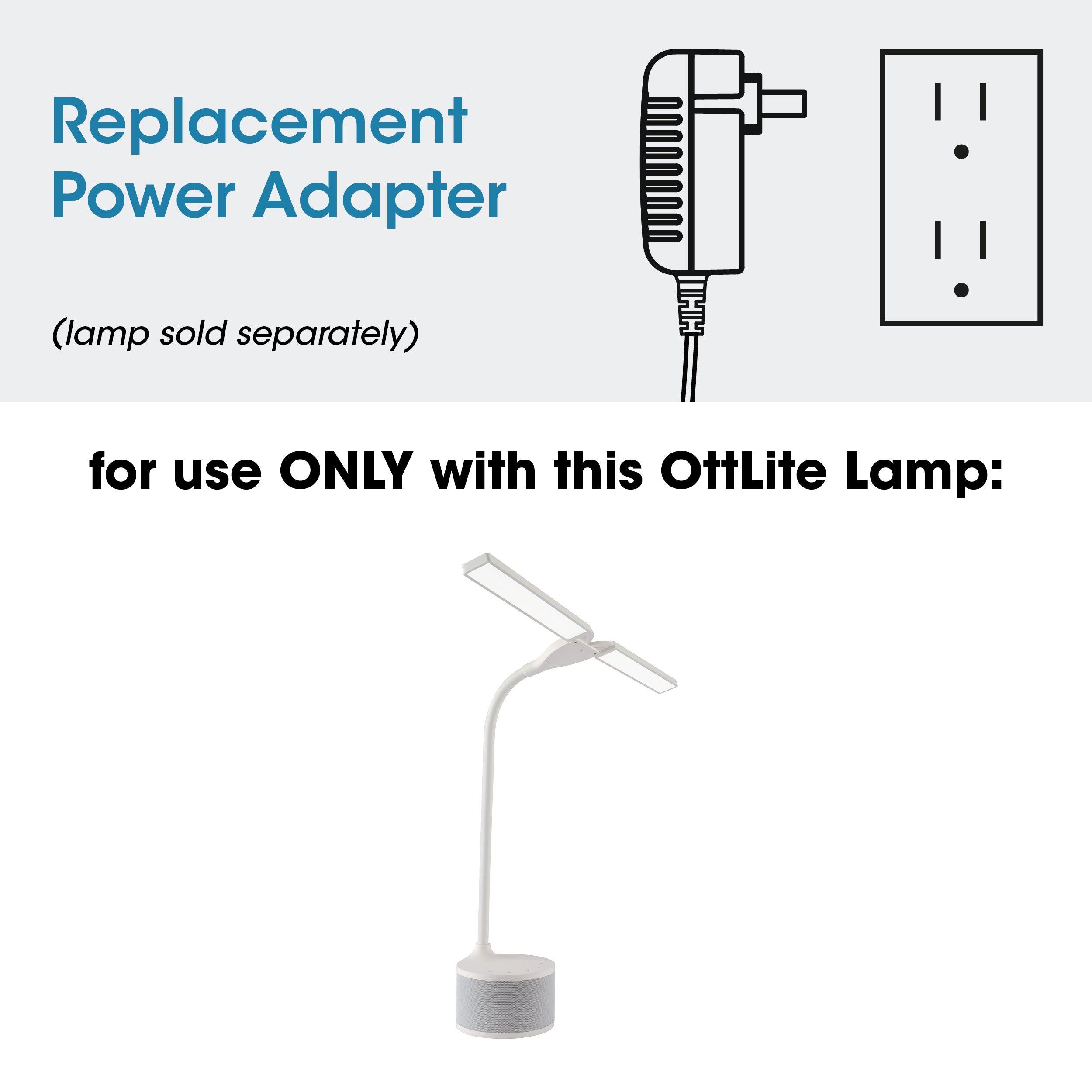 Adapter for OttLite Dual Shade LED Lamp with Speaker