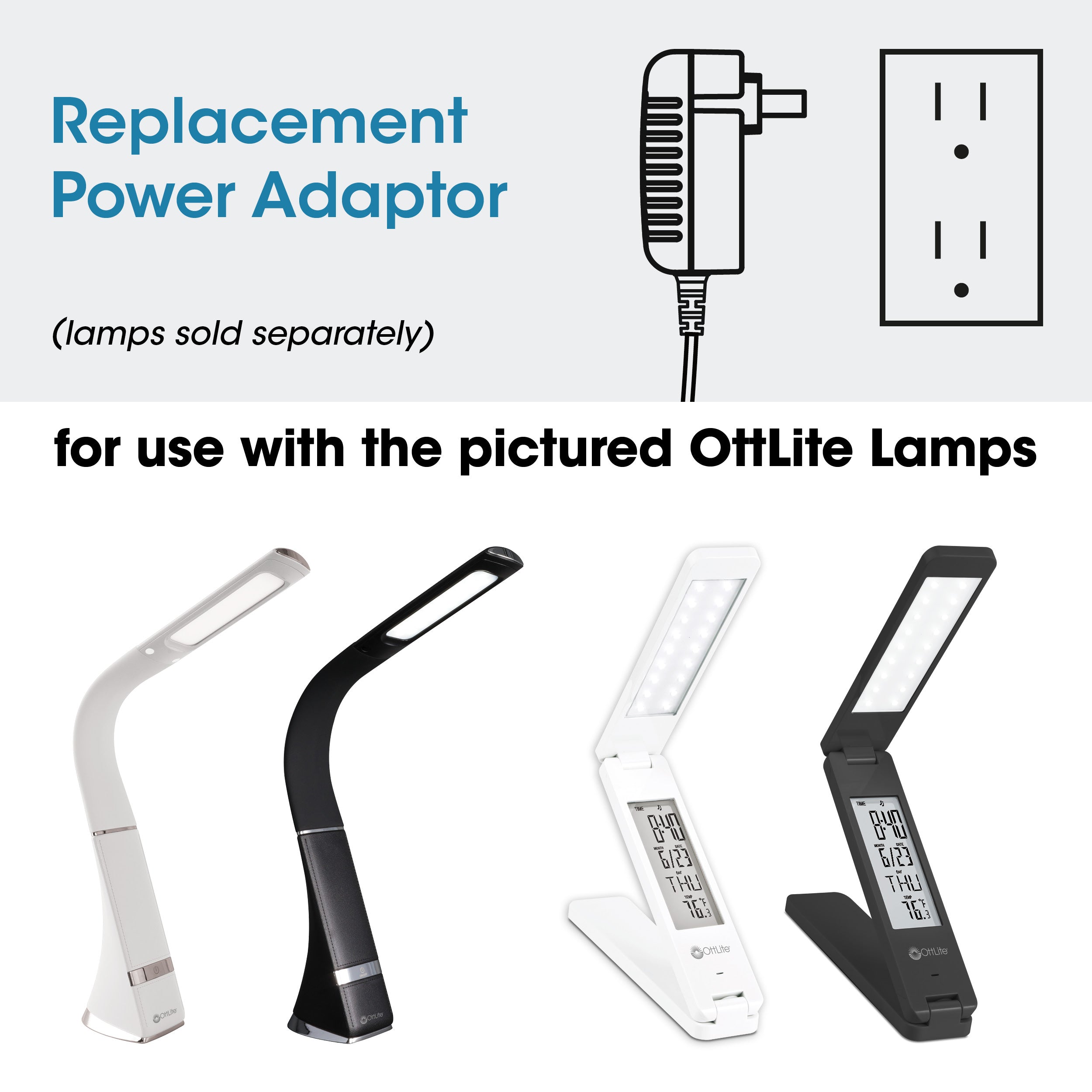 Adapter for OttLite Craft Anywhere and Recharge Lamps