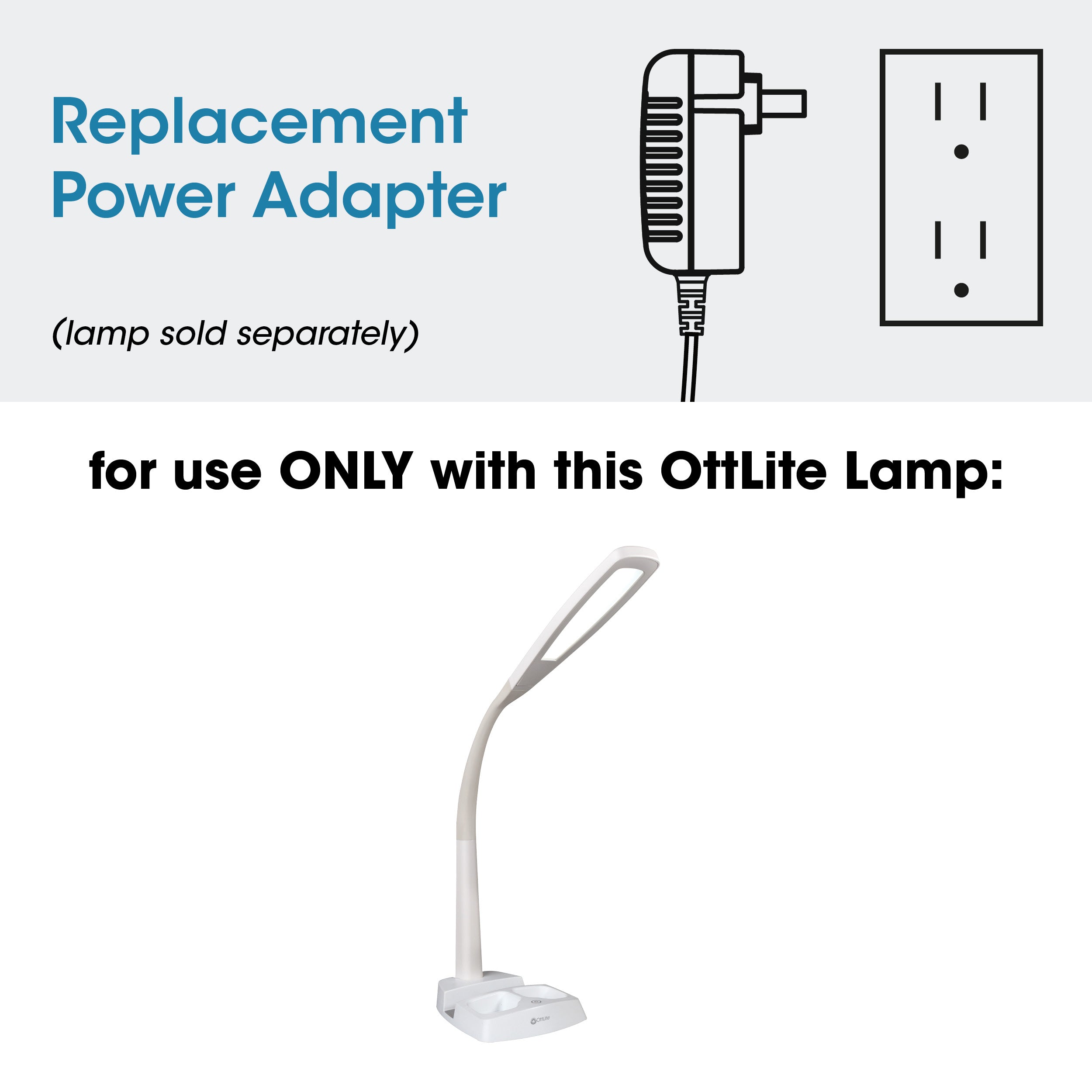 Adapter for OttLite LED Desk Lamp with Charging Station