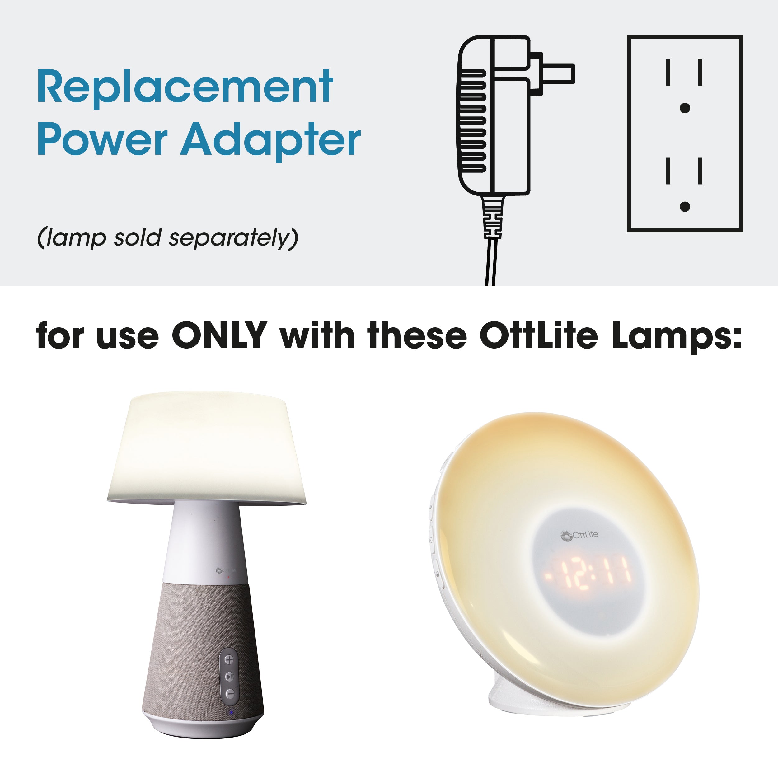Adapter for Entertain LED Speaker Light and Wake Up Light with White Noise