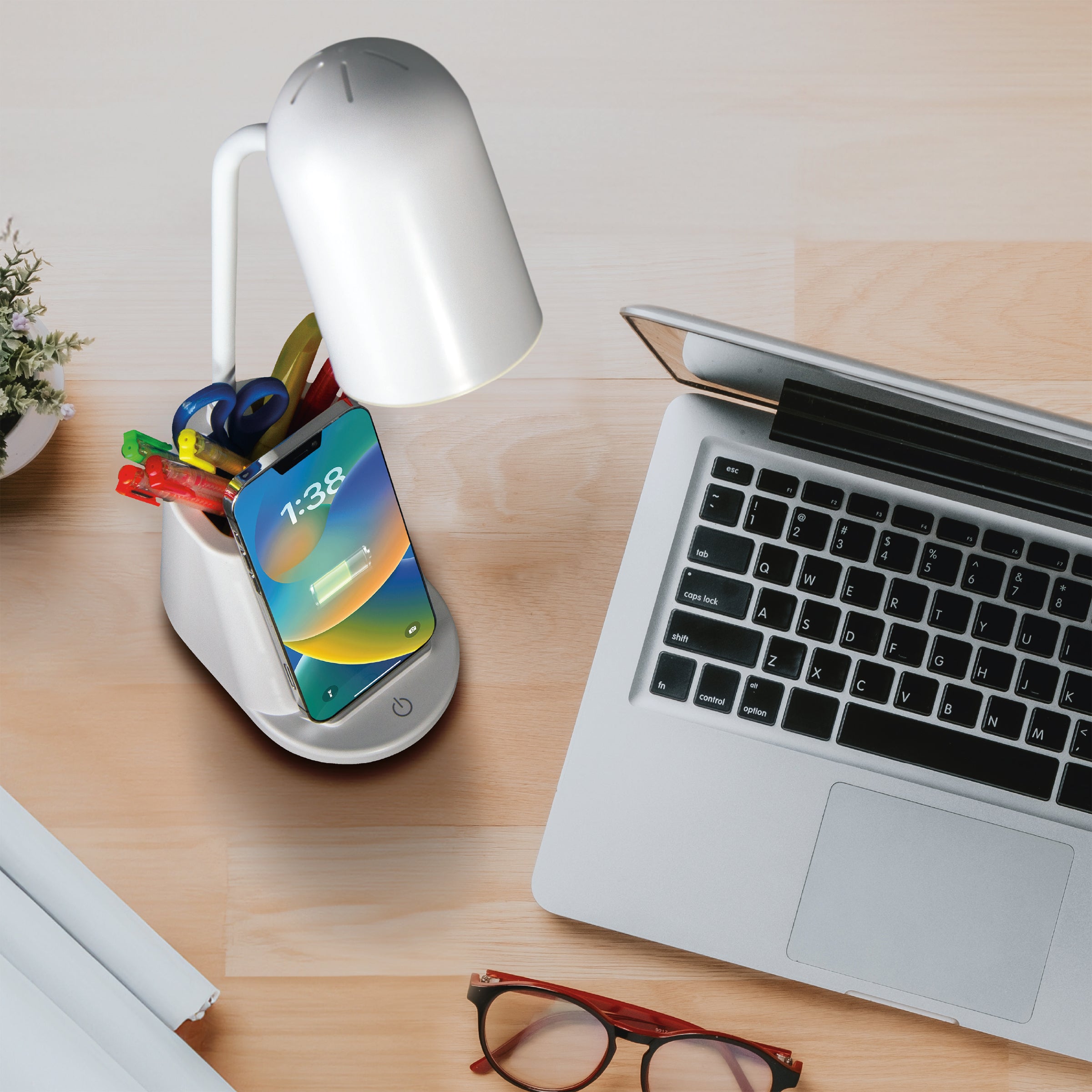 Aglow Organizer LED Desk Lamp with Wireless Charging