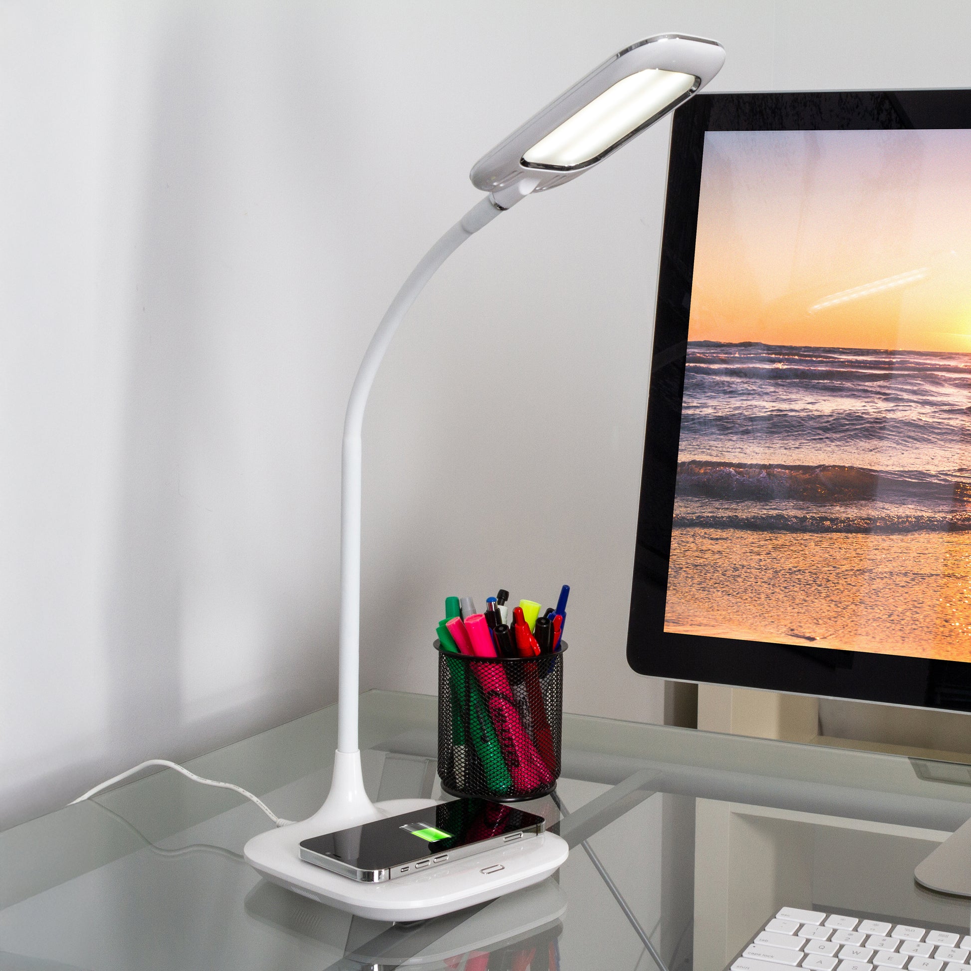 Prevention by OttLite LED Desk Lamp with Wireless Charging