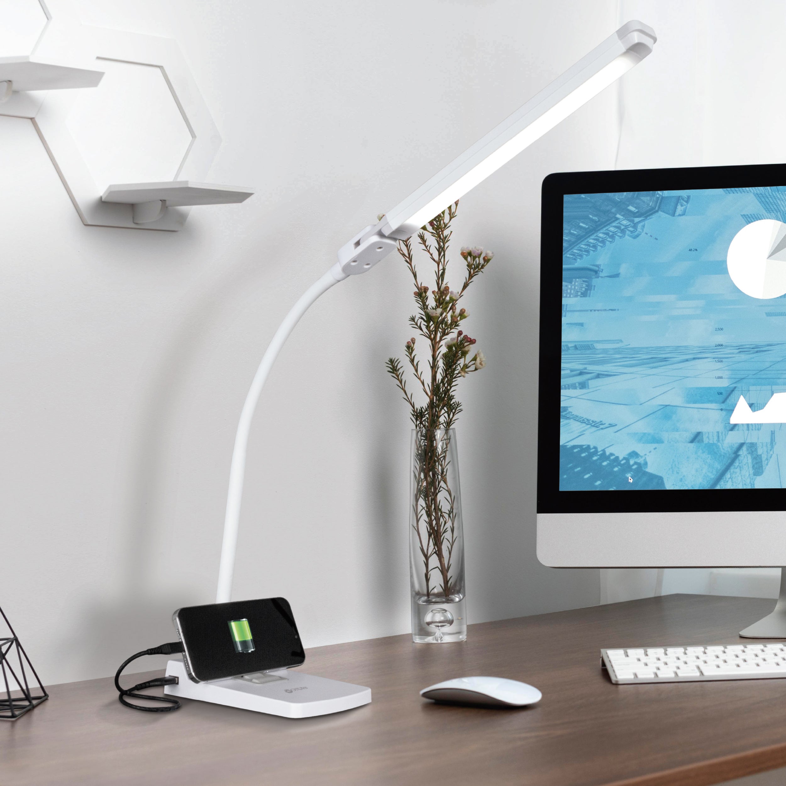 Usb Led For Riser Desk OttLite Wellness Series | Swivel LED Desk Lamp with USB Charging and Stand