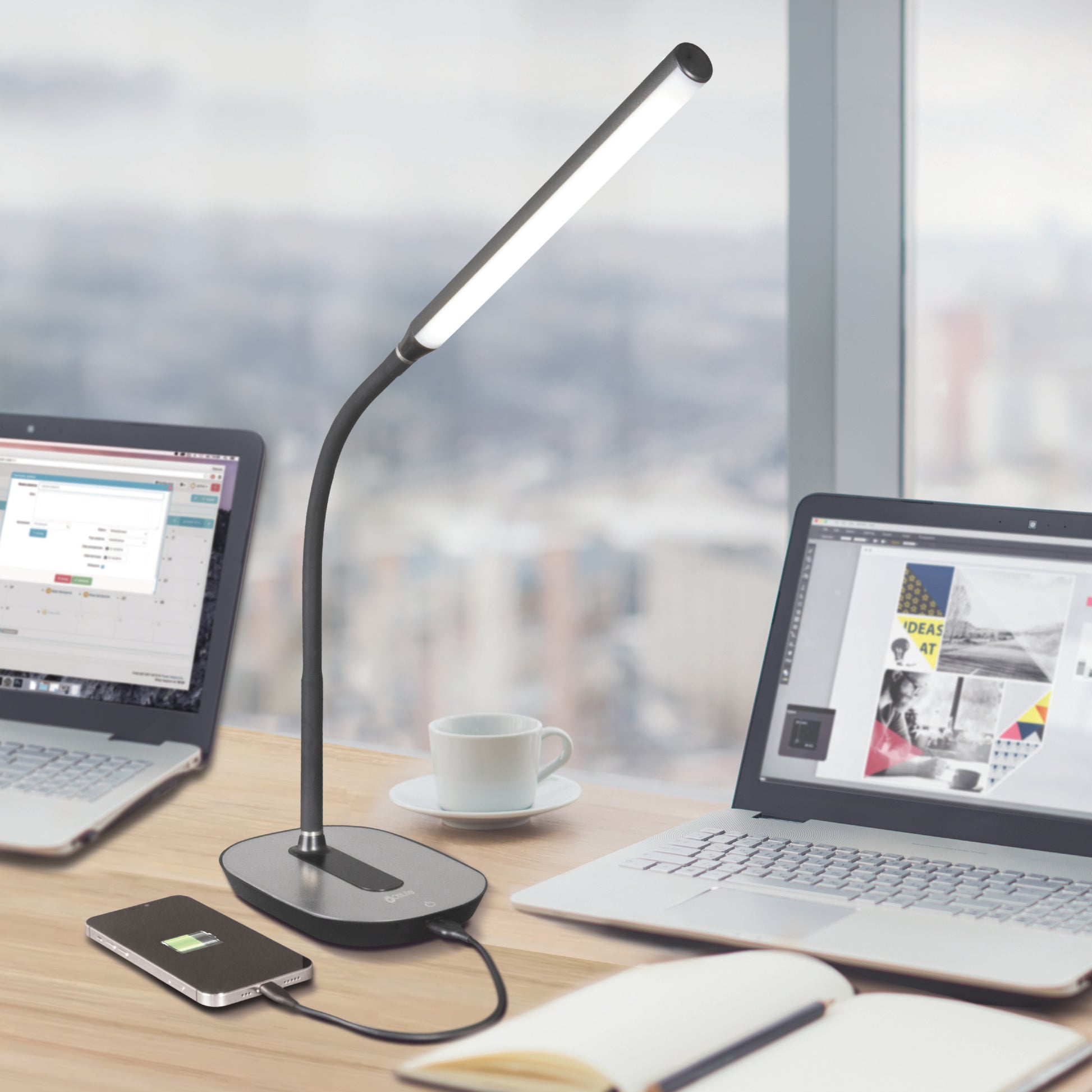 OttLite Wellness Series Strive LED Desk Lamp with USB Charging Port