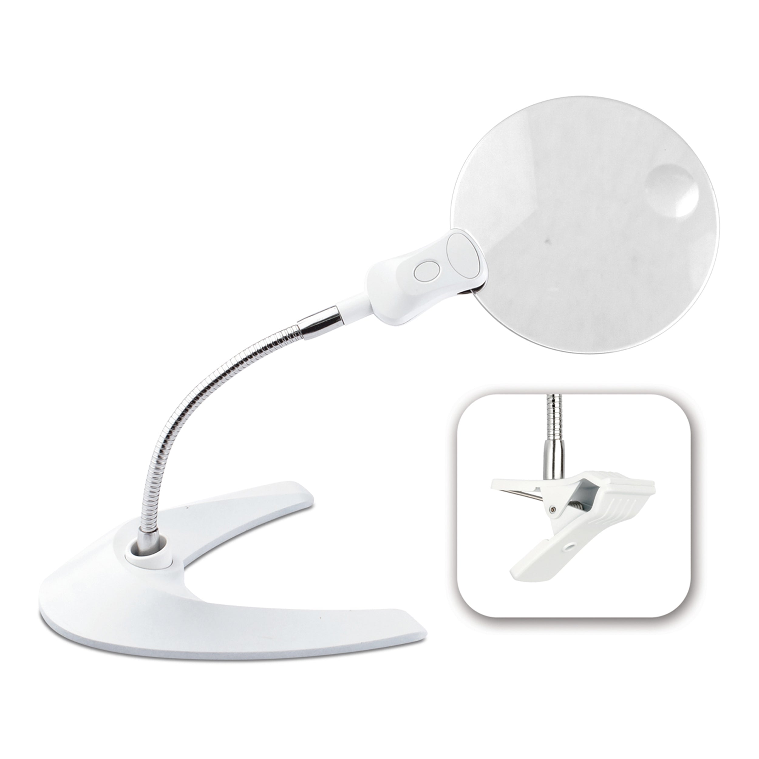 OttLite 5-Inch LED Magnifier Light with Clip and Stand | Lighted Magnifier