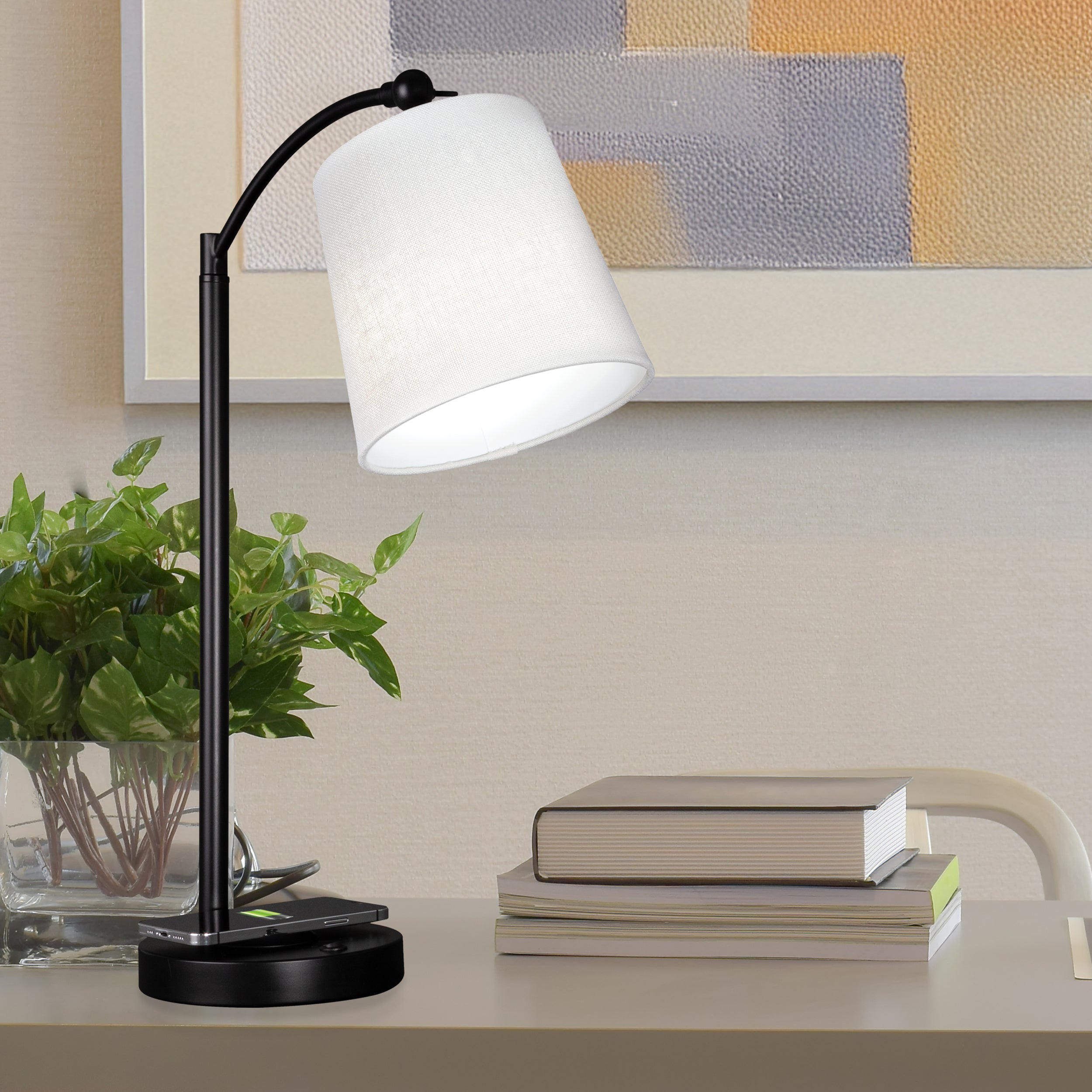 Good Housekeeping by OttLite Table Lamp with Wireless Charging
