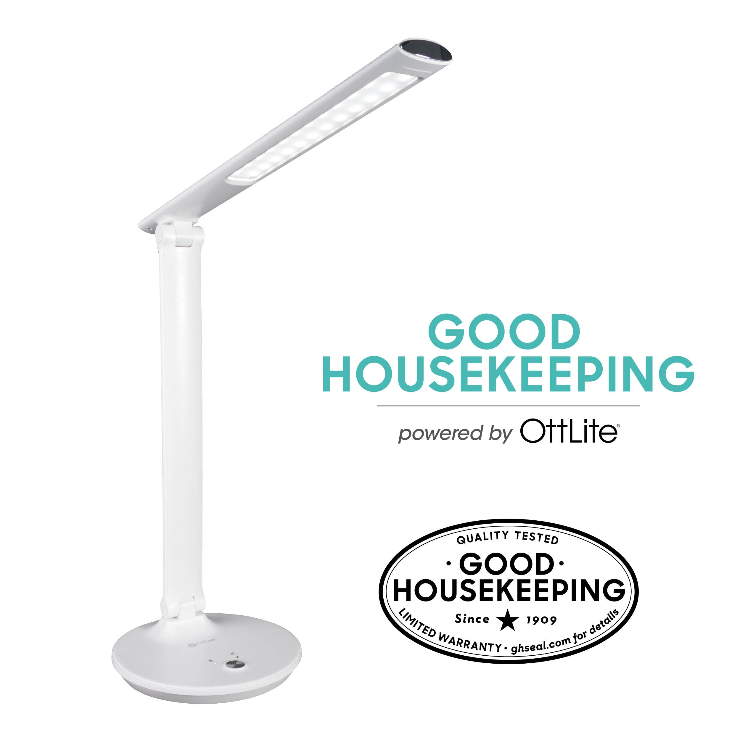 Good Housekeeping by OttLite Sanitizing Desk Lamp with USB Charging