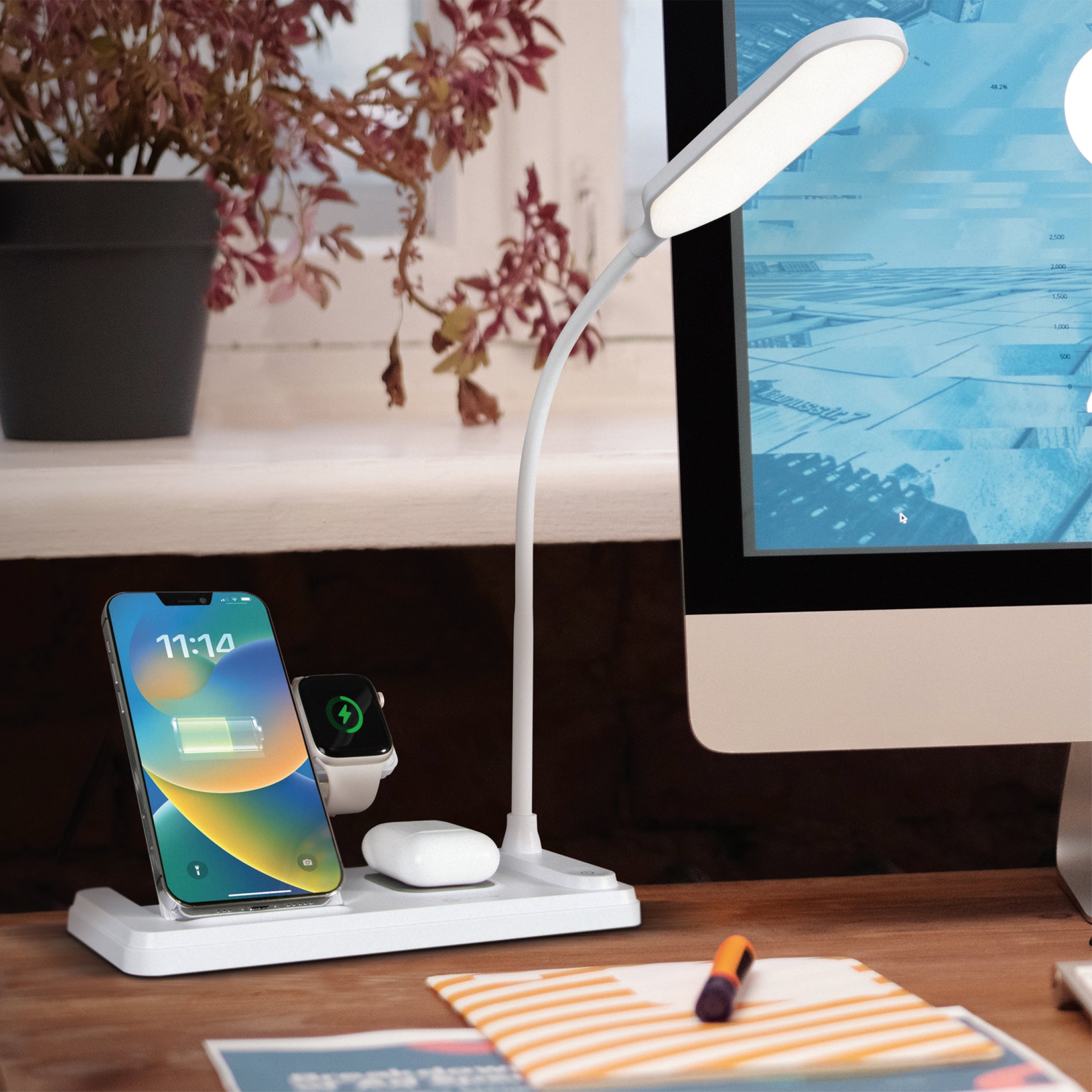 LED Desk Light with Multi-Device Charging Station